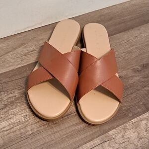NEW H by Halston Leather Slides